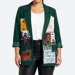FADE OUT Label Deconstructed Patchwork‎ Blazer Green M Avant Garde Unisex Jacket